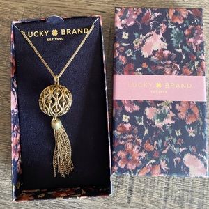 Lucky Brand Filigree Ball and Chain Tassel Pendant Necklace